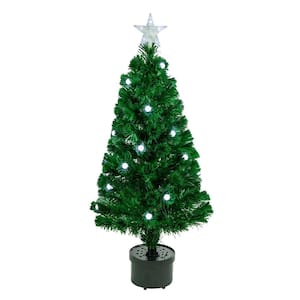 3 ft. Pre-Lit Color Changing Fiber Optic Artificial Christmas Tree with Balls