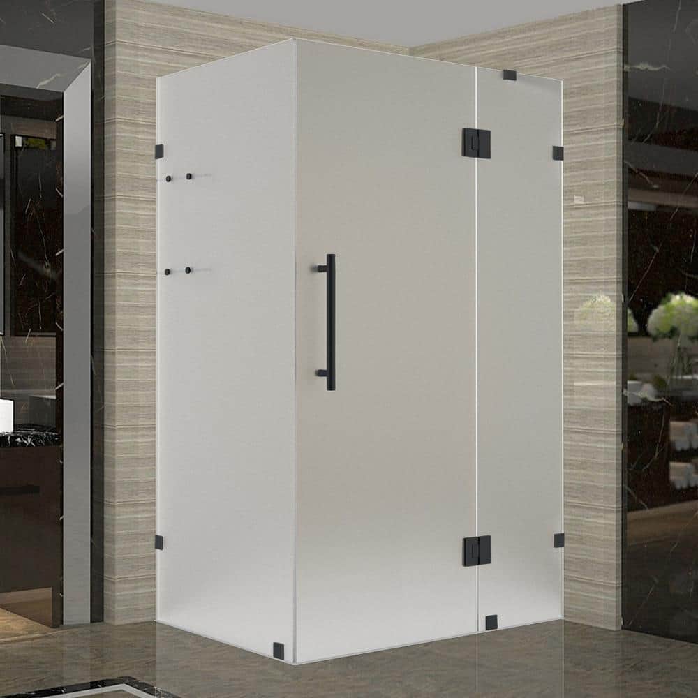 Avalos GS 49 in. W. x 30 in. x 72 in. Rectangular Pivot Frameless Corner Shower Enclosure in Matte Black Frosted Glass price history on PriceWatchPro