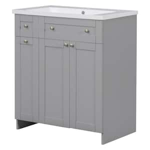 30 in. W Gray Wooden Bathroom Vanity with Single Undermount Sink, Top and Combo Cabinet