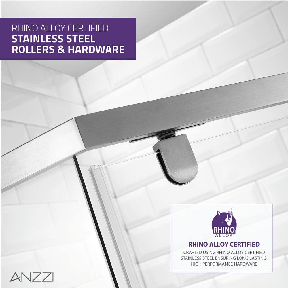 Castle Series 49" x 72" Brushed Nickel Semi-Frameless Shower Door