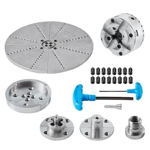 KP 965 Lathe Chuck, 4-Jaw 3.75 in. Diameter, Metal Lathe Chuck Turning Machine Accessories with 5 Sets of Jaws