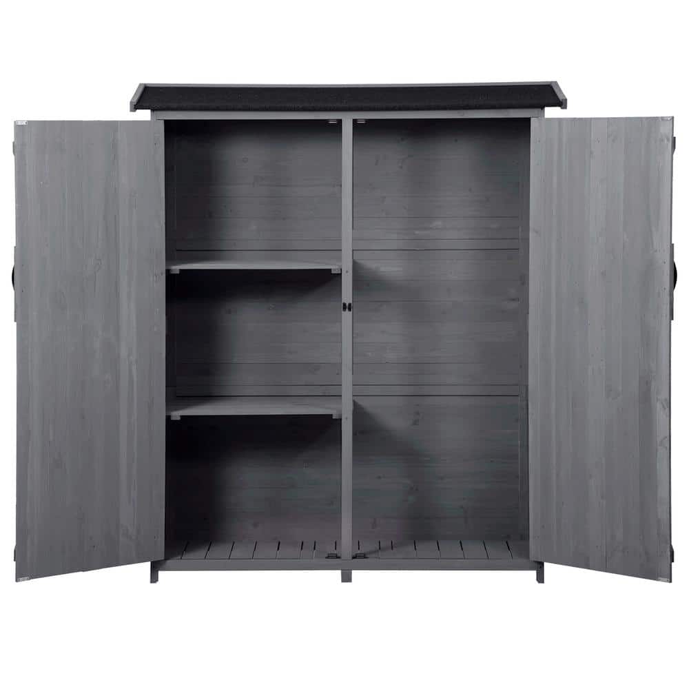 4.6 ft. W x 1.7 ft. D Gray Wood Storage Shed with Vents, Double Lockable Do