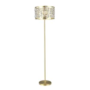Imogen 63 in. Gold Metal Candlestick Floor Lamp with Faceted Crystal Studded Shade