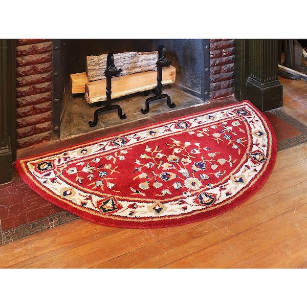 2 ft. x 4 ft. Half Round Oriental Area Rug, Burgundy