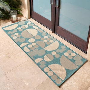 Mickey Mouse Spheres Oasis 2 ft. x 6 ft. Abstract Indoor/Outdoor Runner Rug