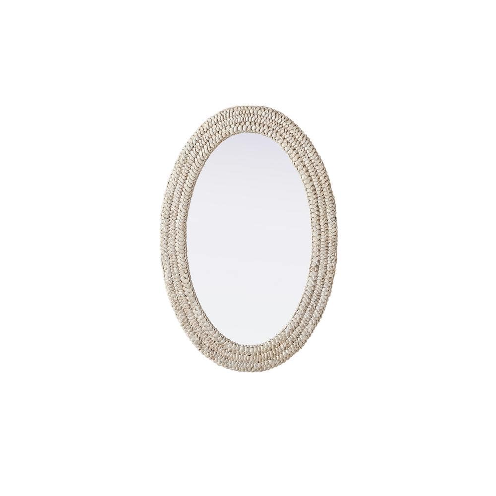 Timeless Home Linen White 24 in. W x 36 in. H Cornhusk Wall Mirror