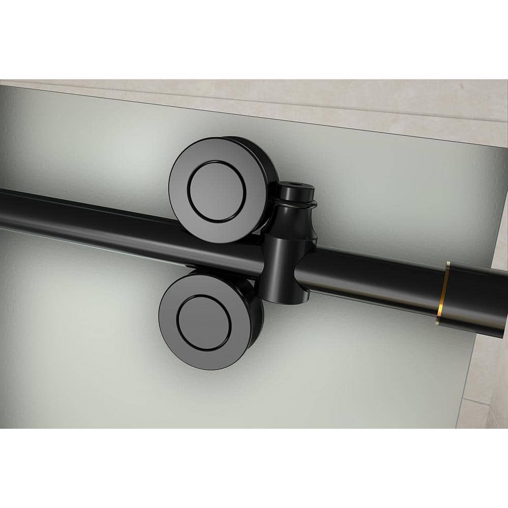 Langham XL Oil Rubbed Bronze Frameless Sliding Shower Door with Frosted Glass