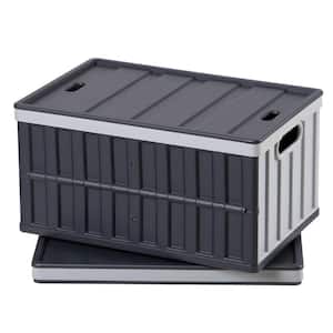 Plastic Foldable Storage Bins w/ Lids, 65 L Set of 2, Stackable Containers w/ Handles Space-Saving Solution 2025, Update