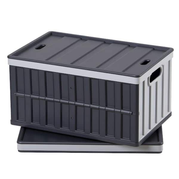 Plastic Foldable Storage Bins w/ Lids, 65 L Set of 2, Stackable Containers w/ Handles Space-Saving Solution 2025, Update