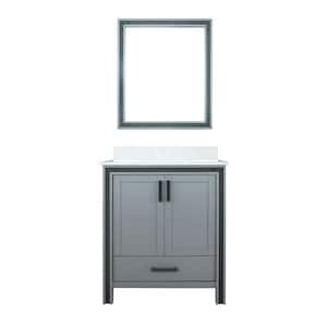 Ziva 30 in W x 22 in D Dark Grey Bath Vanity, White Quartz Top and 28 in Mirror