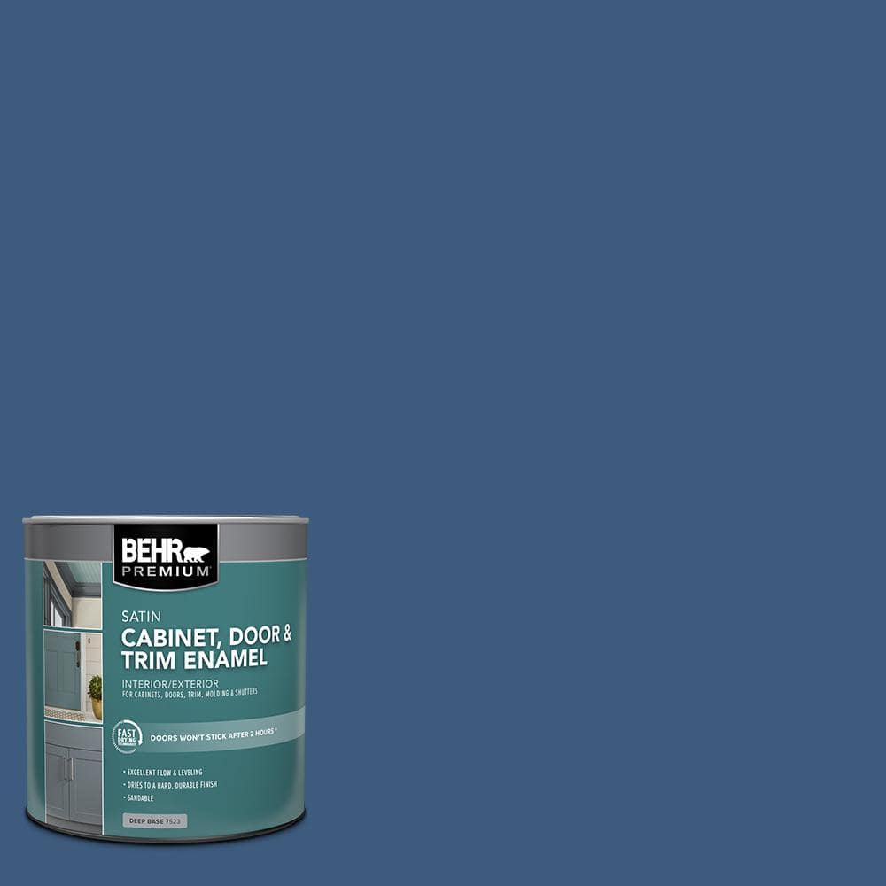 BEHR PREMIUM 1 qt. #M520-7 Admiral Blue Satin Enamel Interior/Exterior ...