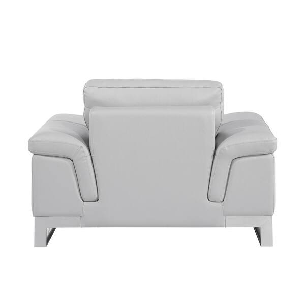 HomeRoots Charlie 32 in. Light Gray Leather Chair and a Half 2000329619 The Home Depot