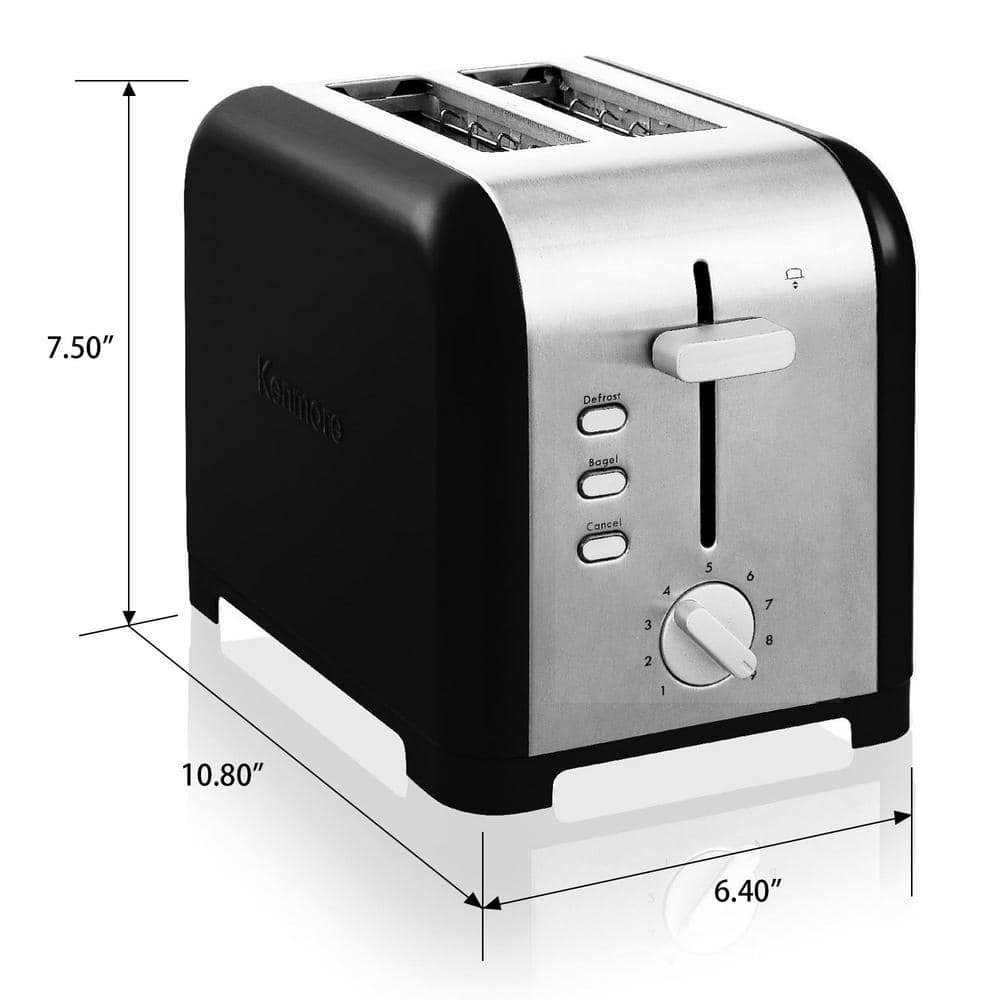 Kenmore Black Stainless Steel 2-Slice Wide Slot Toaster