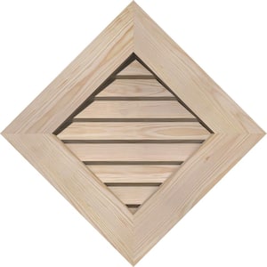 18.375" x 18.375" Diamond Unfinished Smooth Pine Wood Paintable Gable Louver Vent Decorative