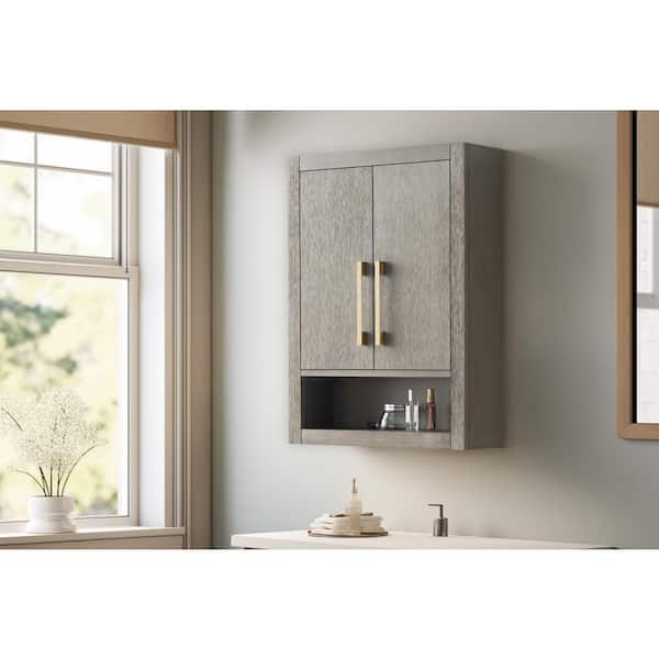 Vanity Art 24 in. W x 8 in. D x 33 in. H Bathroom Storage Wall Cabinet in Driftwood Gray/GB