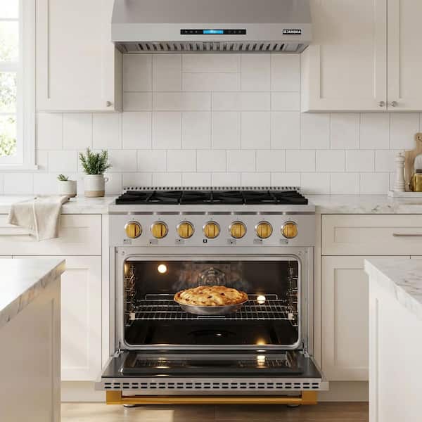 JANSKA 36 in. 5.2 cu. ft. Dual Fuel Range, 6 Burners, Convection