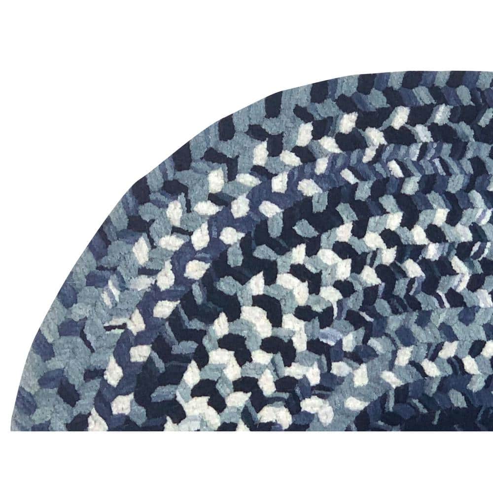 Blue Ombre Braided Cotton Chenille Reversible Oval Area Rug 20" x 30"