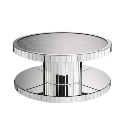 Ornat 40 in. Clear Medium Round Glass Coffee Table with Pedestal Base