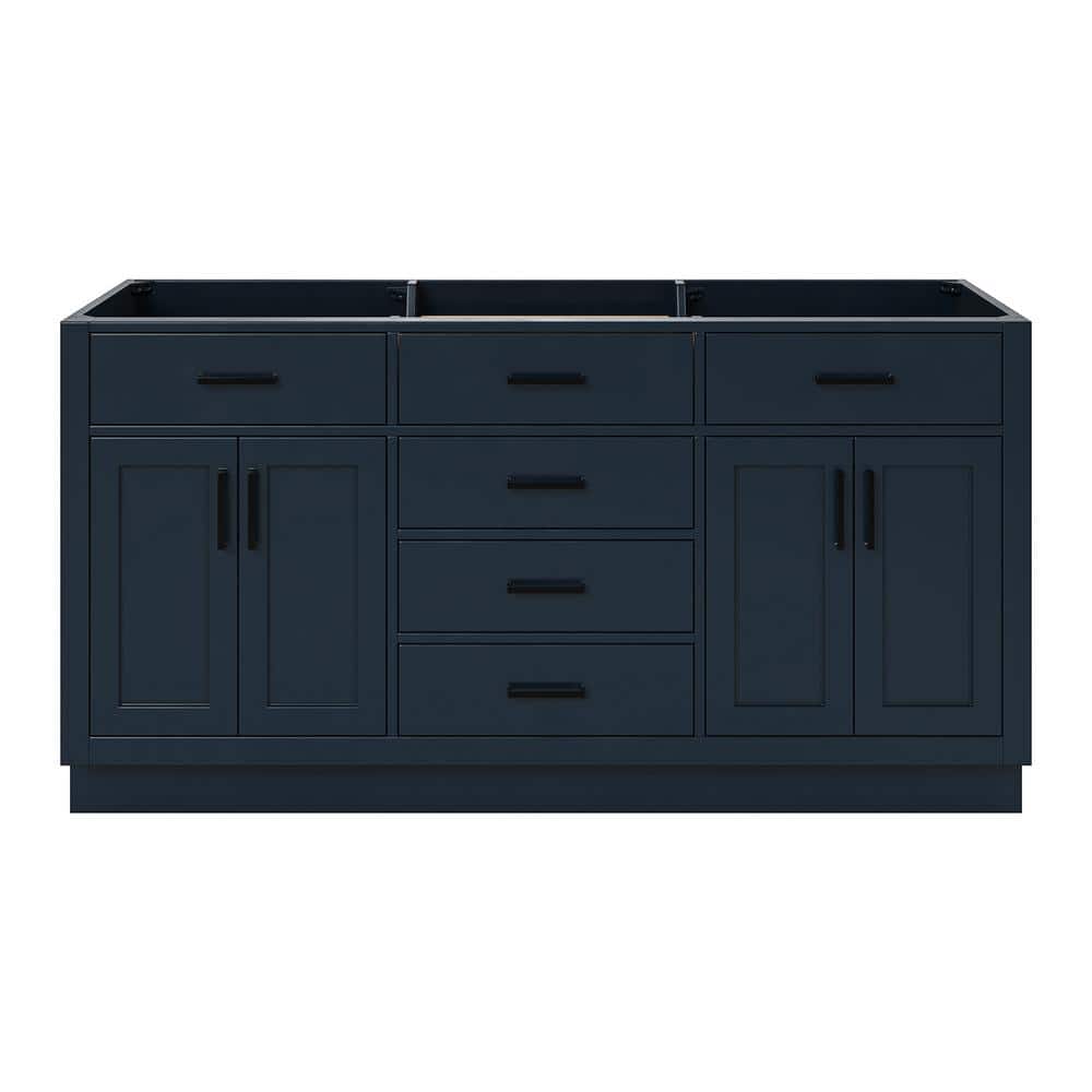 Midnight Blue Hardwood Freestanding Double Bathroom Vanity