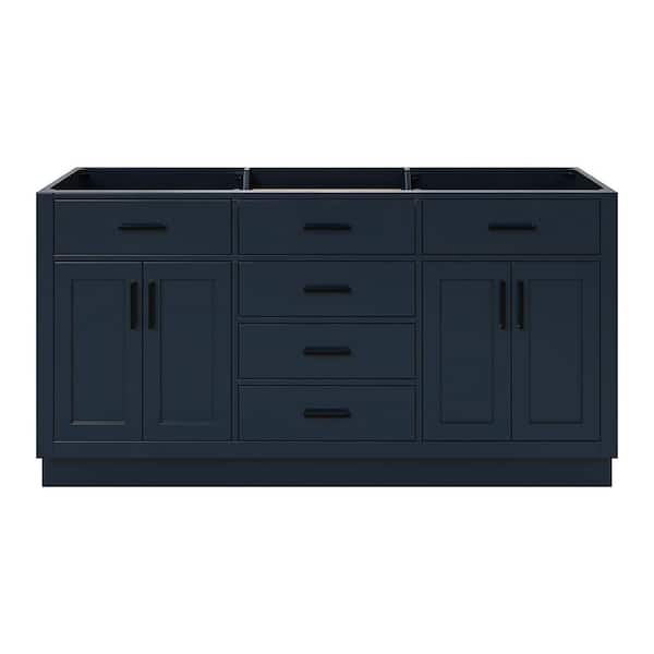 ARIEL Hepburn 66 in. W x 21.5 in. D x 34.5 in. H Double Sinks Freestanding Bath Vanity Cabinet without Top in Midnight Blue