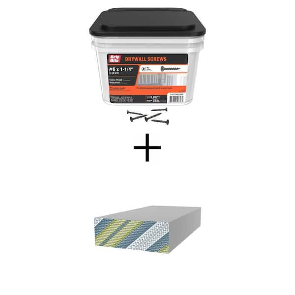 6 x 1 1/4 in. Phillips Bugle Head Drywall Screws 25 lb Bucket and 1/2 in. x 4 ft. x 8 ft. UltraLight Drywall Combo