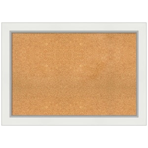 Eva White Silver 41.38 in. x 29.38 in. Framed Corkboard Memo Board