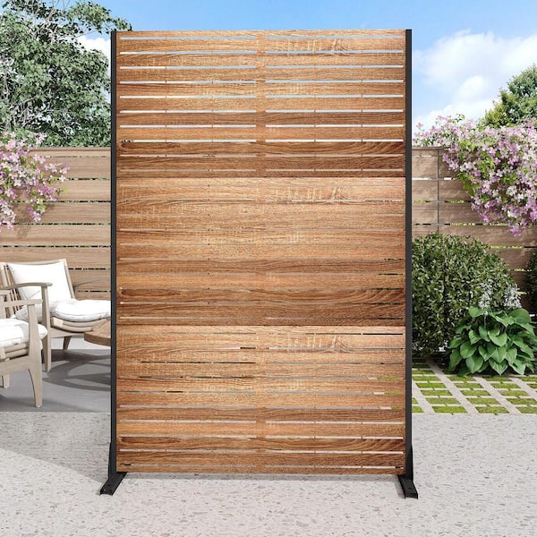 72 in. L x 47 in. W x 16 in. H Natural Outdoor Wood Grain Metal Galvanized Privacy Screen Fence Garden Panels