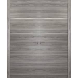0020 36 in. x 80 in. Flush No Bore Ginger Ash Finished Pine Wood Interior Door Slab with French Hardware Included