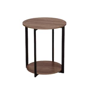 Gray Tone Round Double Tier End Table