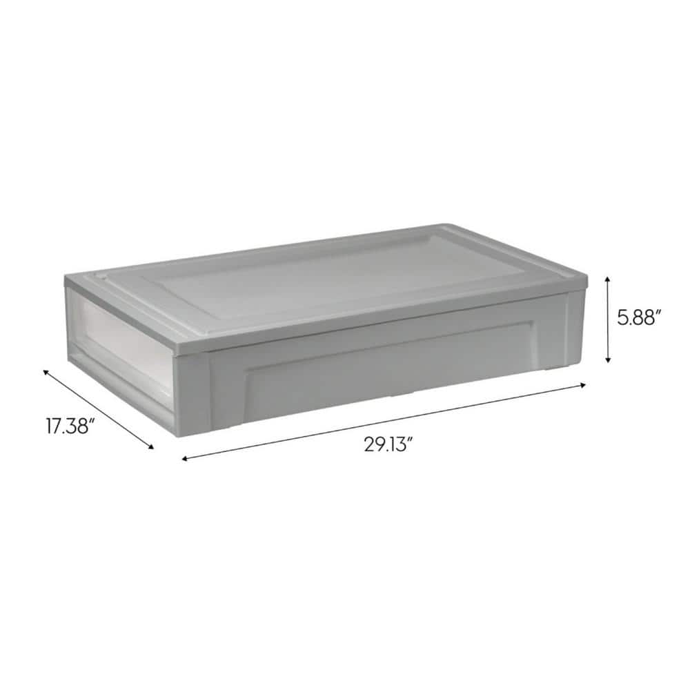 Gray Extra-Long Plastic Underbed Storage Container