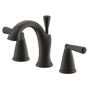 Liege Double Handle 8 in. Widespread Bathroom Faucet with Drain in Matte Black