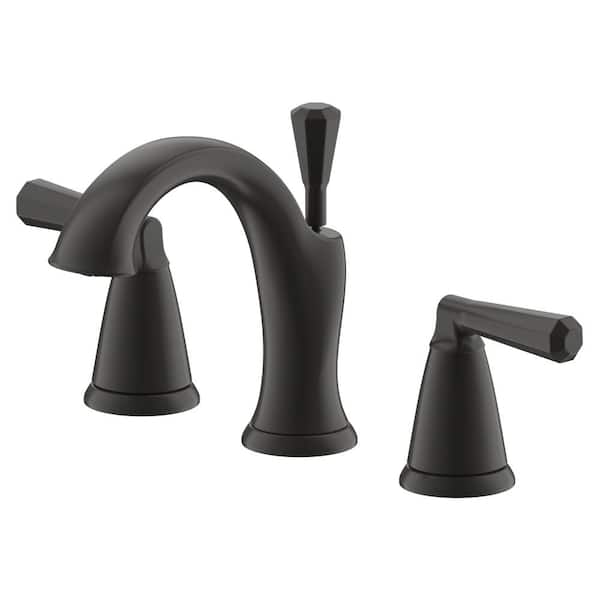 Fontaine by Italia Liege Double Handle 8 in. Widespread Bathroom Faucet with Drain in Matte Black
