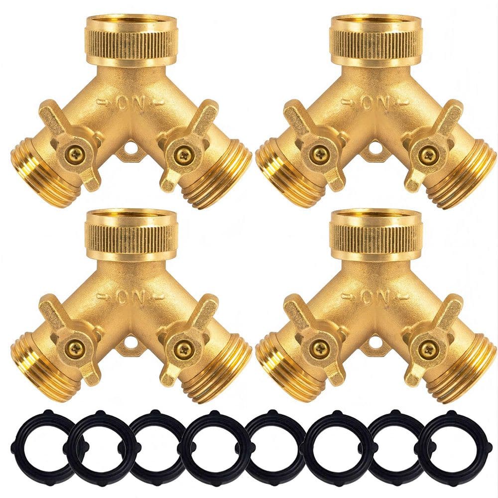 Brass Garden Hose Splitter (2 Way), Solid Brass Hose Y Splitter 2 Valves with 2 Extra Rubber Washers (4 Pack) price history on PriceWatchPro
