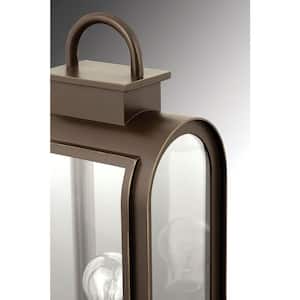 Refuge Collection 1-Light Oil Rubbed Bronze Clear/Etched Umber Glass Farmhouse Outdoor Large Wall Lantern Light