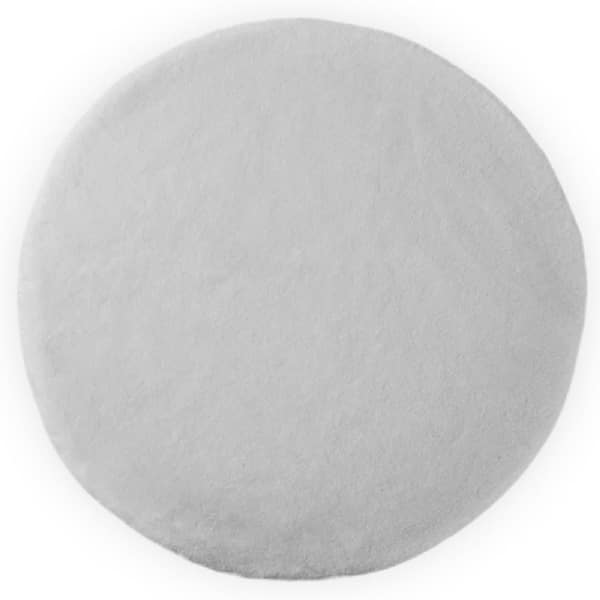 Mmlior Light Gray 8 ft. x 8 ft. Soft Faux Rabbit Fur Round Area Rug