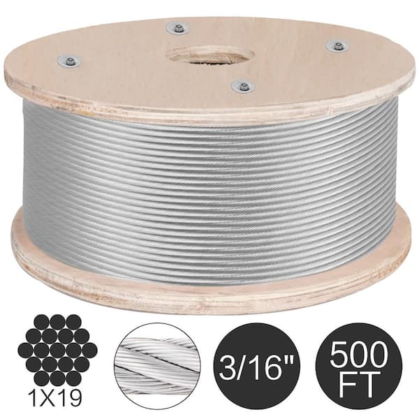 3/16 Inch 7x19 Stainless Steel Aircraft Cable Reel 500FT Stainless Steel  Cable T316 Wire Rope for Garage Doors Winches and Tie Down