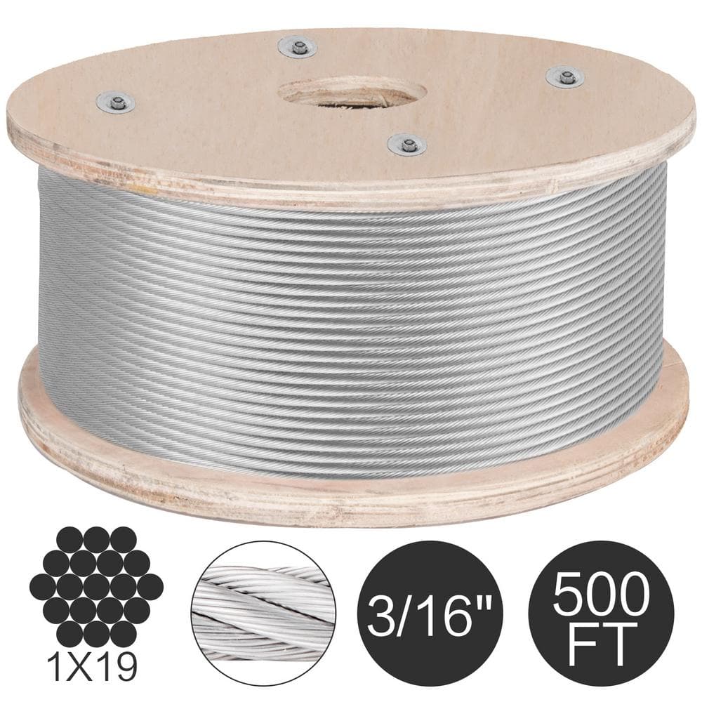 500 ft. x 3/16 in. Cable Railing Kit 4700 lbs. Load T316 Stainless Steel Wire Rope Winch with 1x19 Strand for Deck Stair price history on PriceWatchPro