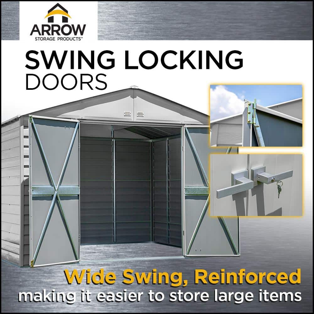 Charcoal 10' x 8' Galvanized Steel Peak Roof Storage Shed