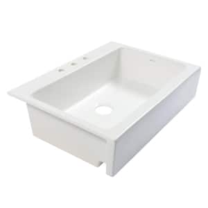 Josephine 34 in. Quick-Fit Drop-In Farmhouse Single Bowl Matte White Fireclay Kitchen Sink