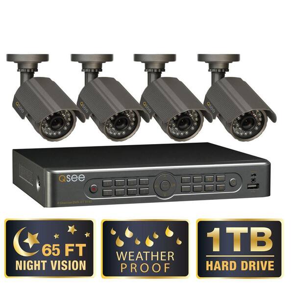 Q-SEE Premium Series 4 CH 1TB Surveillance System with (4) 450 TVL Cameras 65 ft. Night Vision HDMI Output-DISCONTINUED