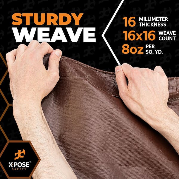 XPOSE SAFETY 16 mil 10 ft. W x 10 ft. L Brown Super Heavy Duty Tarp  BHD-1010-A The Home Depot