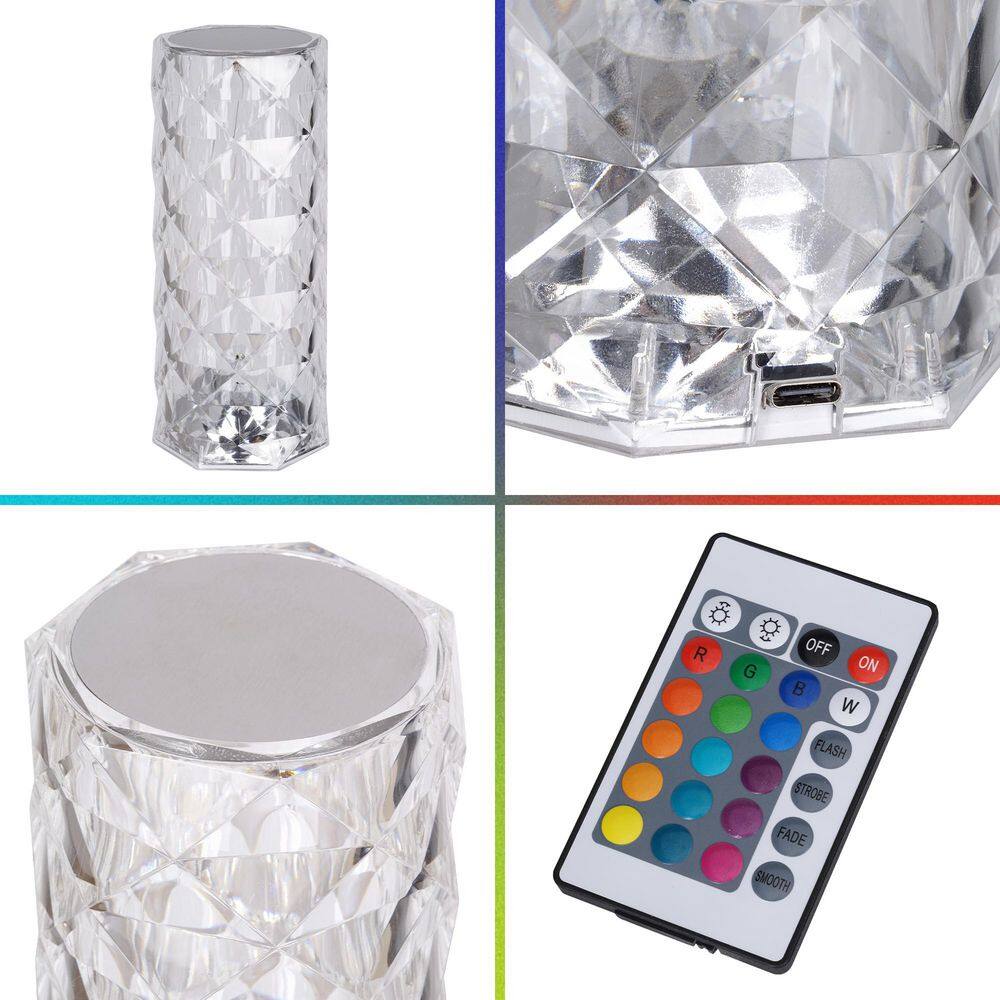 Clear Acrylic Cordless RGB Color-Changing Table Lamp
