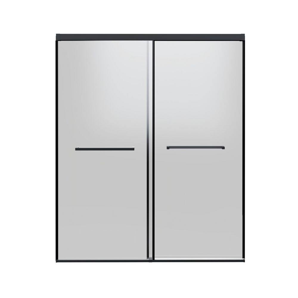 48 in. W x 72 in. H Sliding Frameless Shower Door in Matte Black with Clear Glass price history on PriceWatchPro