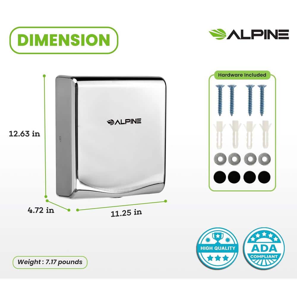 Chrome Stainless Steel High-Speed Automatic Hand Dryer with HEPA Filter