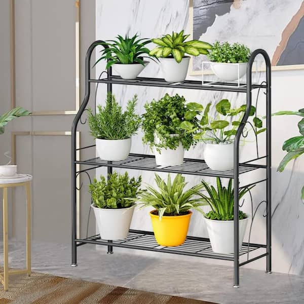 3 Tier Metal Corner Flower Plant Stand Multiple Holder (28.03 in