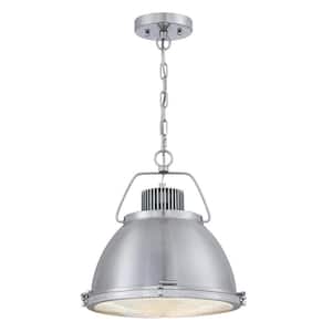 Danzig 1-Light Brushed Nickel Shaded Pendant with Clear Prismatic Lens