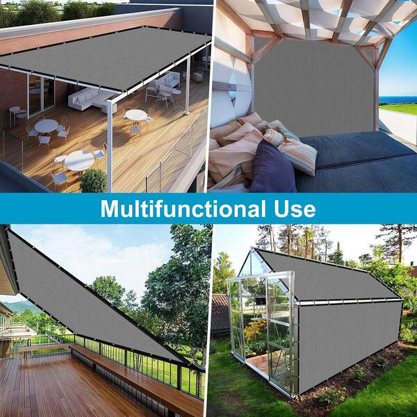 ITOPFOX 10 ft. x 10 ft. Light Grey Square Heavy-Duty Sun