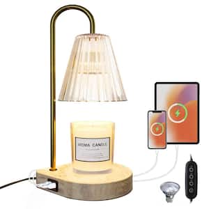 13.98 in. Amber Glass Metal Candle Melting Lamp, Table Lamp, Dimmable