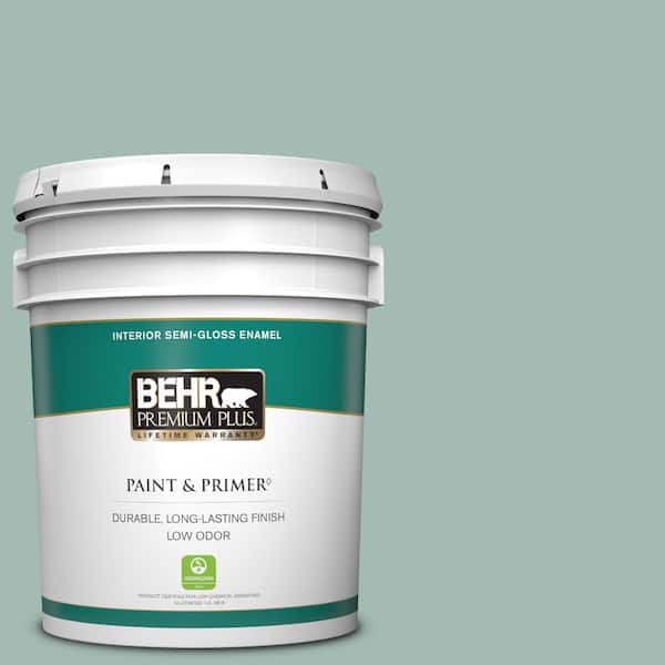 BEHR PREMIUM PLUS 5 gal. #S430-3 Garden Twilight Semi-Gloss Enamel Low Odor Interior Paint & Primer