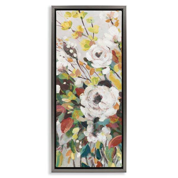 Stupell Industries Mixed Flowers Array by Carol Robinson Gray Floater Frame Nature Graphic Art Print 25 in. x 11 in.